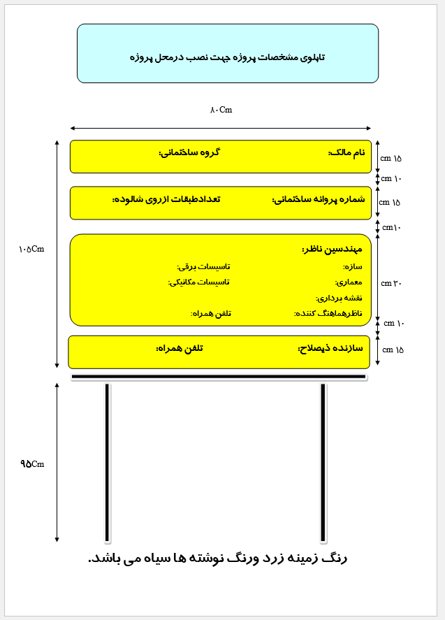 فرمت مشخصات تابلو پروژه ساختمان ها